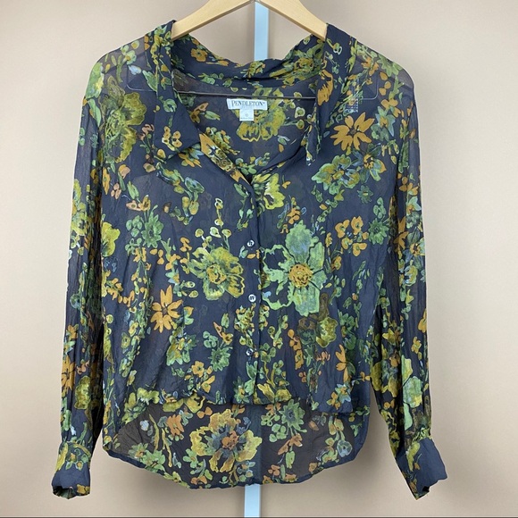 Pendleton Tops - Pendleton 100% Silk Floral Flowy Blouse